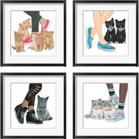 Framed 'Cutie Kitties 4 Piece Framed Art Print Set' border=