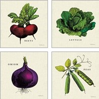 Framed Linen Vegetable 4 Piece Art Print Set