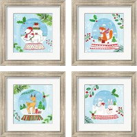 Framed 'Snow Globe Animals 4 Piece Framed Art Print Set' border=