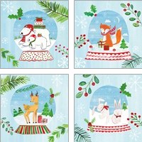 Framed 'Snow Globe Animals 4 Piece Art Print Set' border=