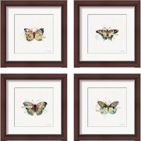 Framed 'Thoughtful Butterflies 4 Piece Framed Art Print Set' border=