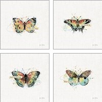 Framed 'Thoughtful Butterflies 4 Piece Art Print Set' border=
