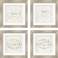 Framed 'Floursack Florals 4 Piece Framed Art Print Set' border=