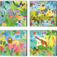 Framed 'Big Jungle 4 Piece Canvas Print Set' border=