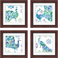 Framed Jewel Peacocks 4 Piece Framed Art Print Set