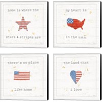 Framed 'USA Cuties 4 Piece Canvas Print Set' border=