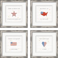 Framed 'USA Cuties 4 Piece Framed Art Print Set' border=