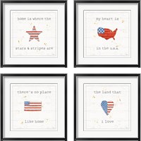Framed 'USA Cuties 4 Piece Framed Art Print Set' border=