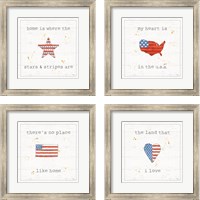 Framed 'USA Cuties 4 Piece Framed Art Print Set' border=