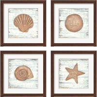 Framed 'Ocean Sea Life 4 Piece Framed Art Print Set' border=