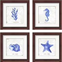 Framed 'Blue Sea Life 4 Piece Framed Art Print Set' border=
