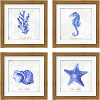 Framed 'Blue Sea Life 4 Piece Framed Art Print Set' border=