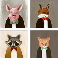 Framed 'Mr Fox Thinks Out of the Box 4 Piece Art Print Set' border=