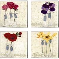 Framed 'Inspired Flower 4 Piece Canvas Print Set' border=