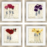 Framed 'Inspired Flower 4 Piece Framed Art Print Set' border=