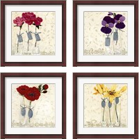 Framed 'Inspired Flower 4 Piece Framed Art Print Set' border=