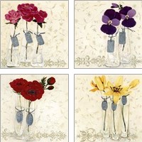 Framed 'Inspired Flower 4 Piece Art Print Set' border=
