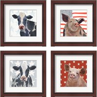 Framed 'Patriotic Farm 4 Piece Framed Art Print Set' border=