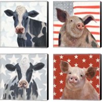 Framed 'Patriotic Farm 4 Piece Canvas Print Set' border=