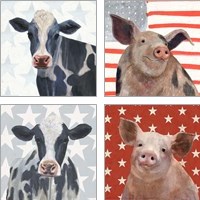 Framed Patriotic Farm 4 Piece Art Print Set