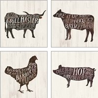 Framed 'Farmhouse BBQ 4 Piece Art Print Set' border=