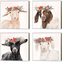 Framed 'Garden Goat 4 Piece Canvas Print Set' border=