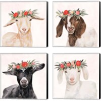 Framed 'Garden Goat 4 Piece Canvas Print Set' border=