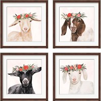 Framed 'Garden Goat 4 Piece Framed Art Print Set' border=