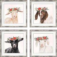 Framed 'Garden Goat 4 Piece Framed Art Print Set' border=
