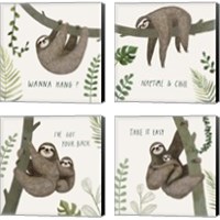 Framed 'Sloth Sayings 4 Piece Canvas Print Set' border=