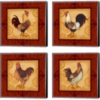 Framed 'Decorative Rooster 4 Piece Canvas Print Set' border=