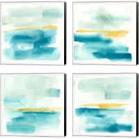 Framed 'Liquid Horizon 4 Piece Canvas Print Set' border=