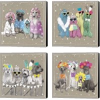 Framed 'Fancypants Wacky Dogs 4 Piece Canvas Print Set' border=