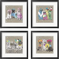 Framed 'Fancypants Wacky Dogs 4 Piece Framed Art Print Set' border=