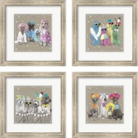 Framed 'Fancypants Wacky Dogs 4 Piece Framed Art Print Set' border=