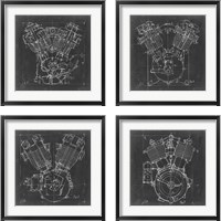 Framed Motorcycle Engine Blueprint 4 Piece Framed Art Print Set