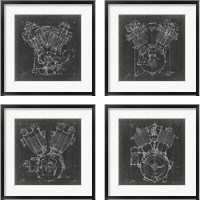 Framed Motorcycle Engine Blueprint 4 Piece Framed Art Print Set