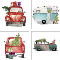 Framed Christmas Cars 4 Piece Art Print Set