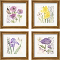 Framed Flowers & Lace 4 Piece Framed Art Print Set