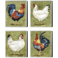 Framed 'Chicken Scratch 4 Piece Canvas Print Set' border=