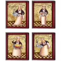 Framed Chefs Bon Appetit 4 Piece Canvas Print Set