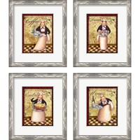 Framed 'Chefs Bon Appetit 4 Piece Framed Art Print Set' border=