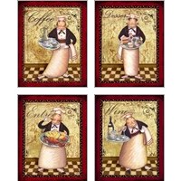 Framed 'Chefs Bon Appetit 4 Piece Art Print Set' border=