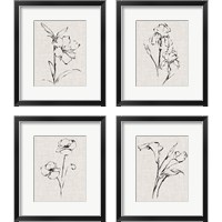 Framed 'Floral Ink Study 4 Piece Framed Art Print Set' border=