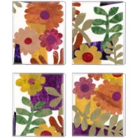 Framed 'Fiesta Floral  4 Piece Canvas Print Set' border=