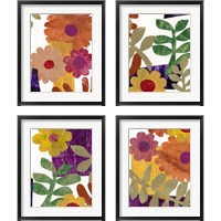 Framed 'Fiesta Floral  4 Piece Framed Art Print Set' border=