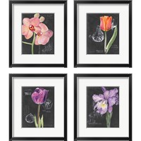 Framed Chalkboard Flower 4 Piece Framed Art Print Set