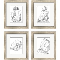 Framed 'Sitting Pose 4 Piece Framed Art Print Set' border=