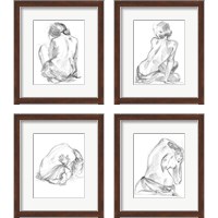 Framed 'Sitting Pose 4 Piece Framed Art Print Set' border=