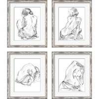 Framed 'Sitting Pose 4 Piece Framed Art Print Set' border=